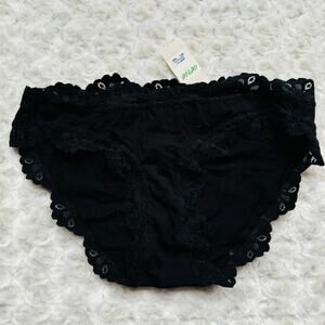 aerie Bikini Black Lace Cotton Underwear Panties Undies Size Small NEW
